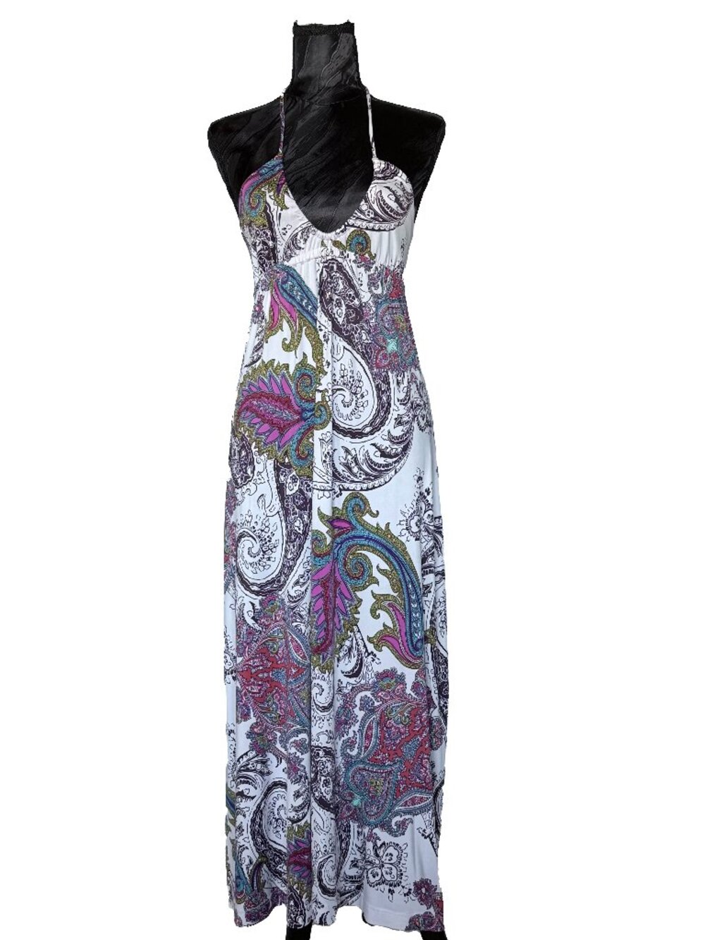 🌈 Veronica M Vibrant Paisley Halter Maxi Dress 🌈